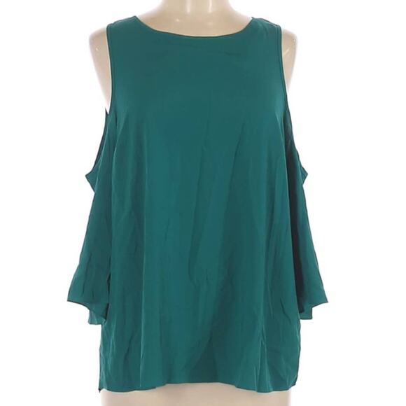 1.State Green Clover Cold Shoulder Flounce Top L - Picture 2 of 9